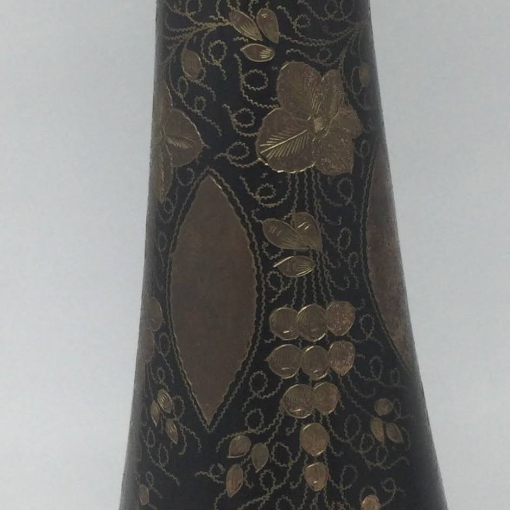 Copper Decorative Vase Vintage Hand Etched India - Picture 3 of 16